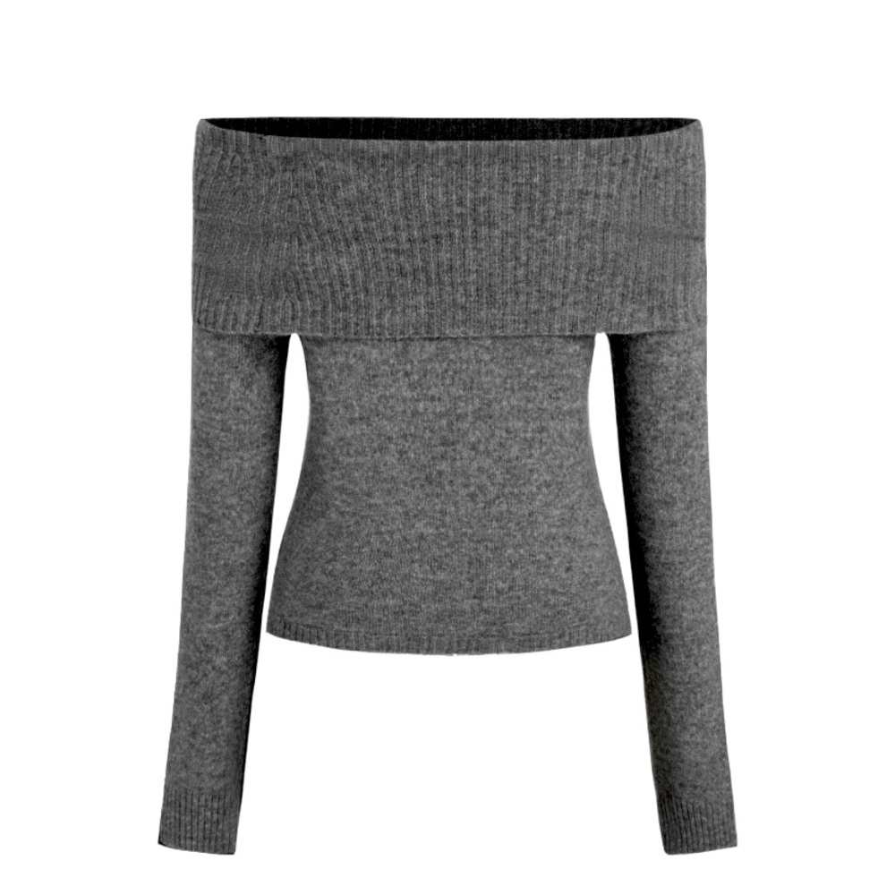 Cider Dark Gray Off-the-Shoulder Ribbed Knit Sweater Size XS